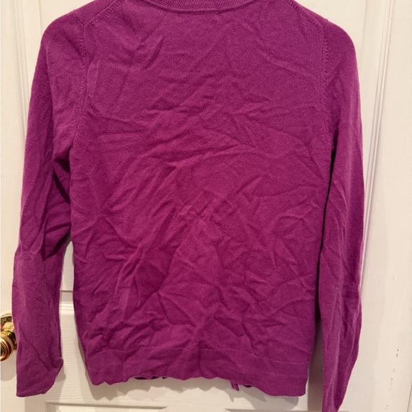 Boden Purple Cashmere Crewneck Button Cardigan - Picture 2 of 3